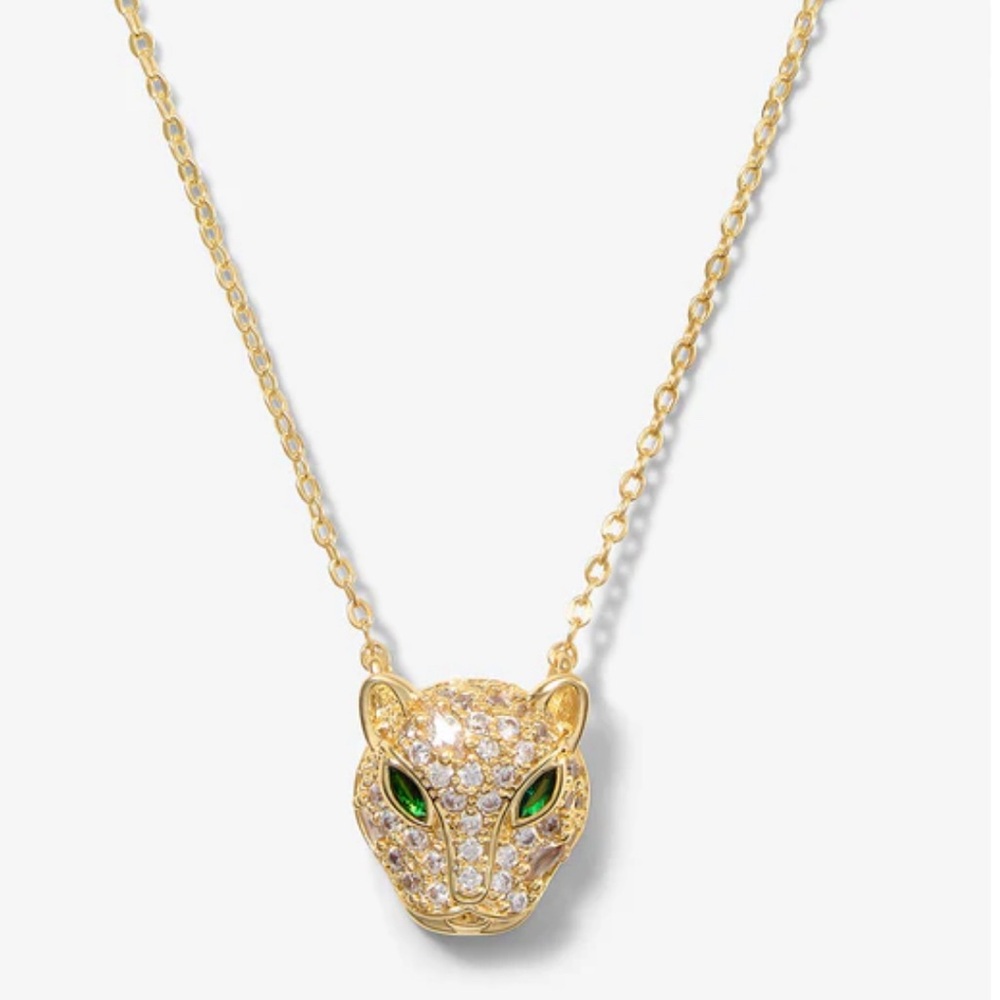 Melinda Maria Baby Jaguar Gold/Emerald/ Diamondette Necklace